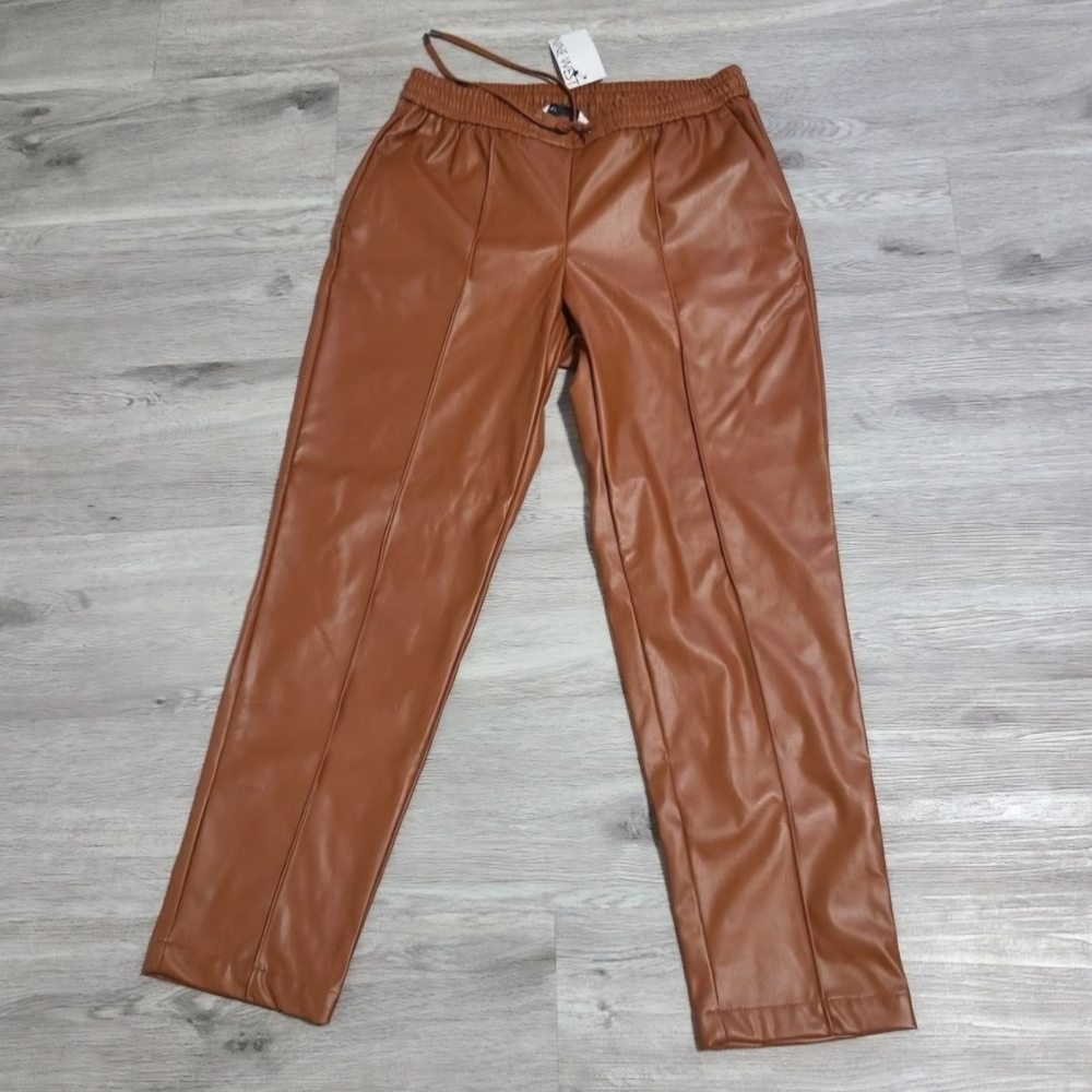 Women NINE WEST Brown Leather Pants